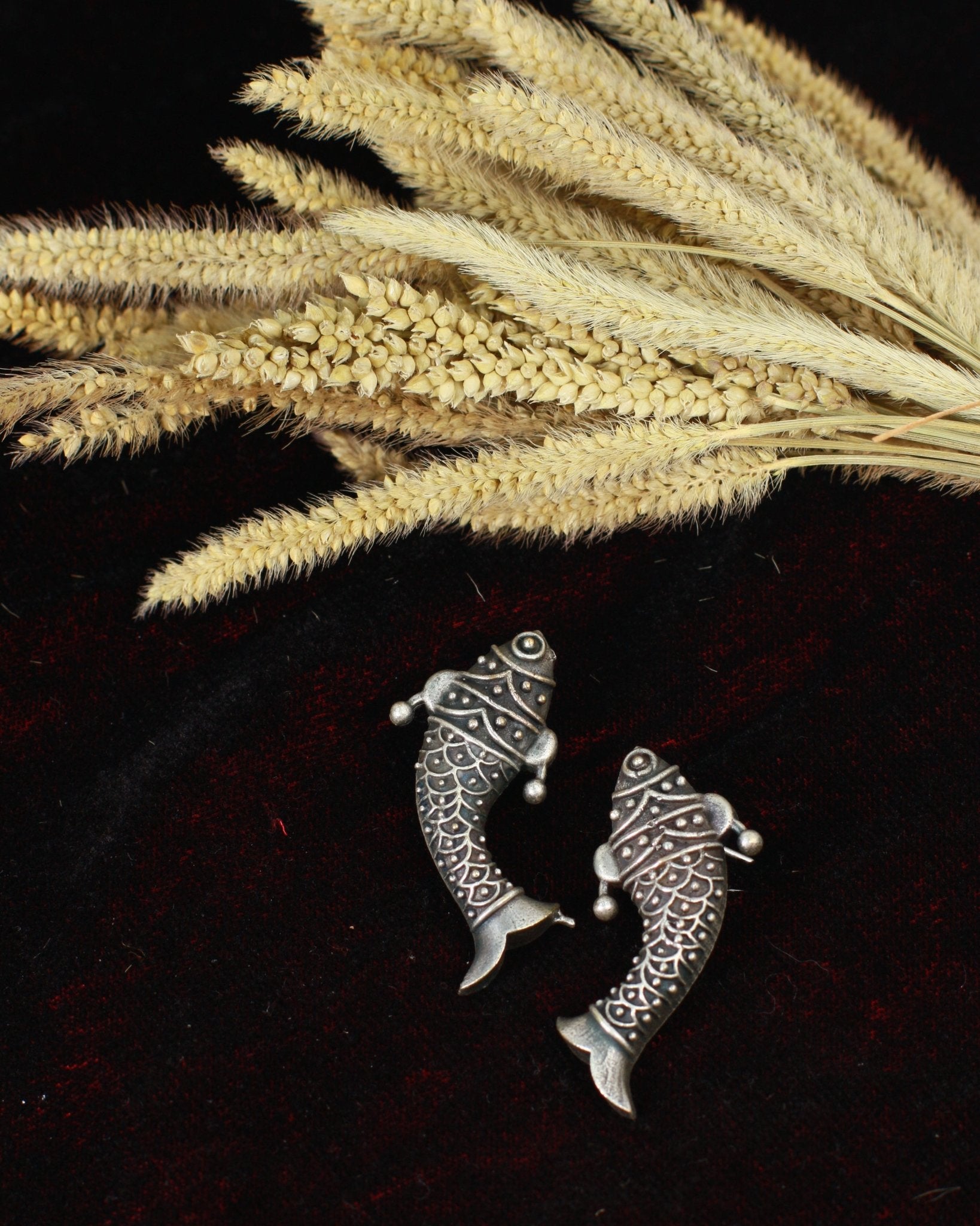 Oxidised German Silver Fish Earrings – Small Everyday Dangler - Maxiblink