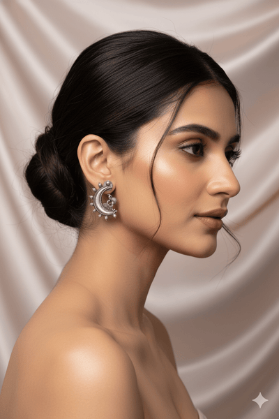Oxidised German Silver Peacock Hoop Earrings - Maxiblink
