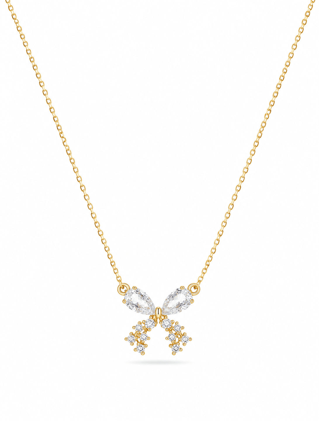 Pave Bow Star Drop Pendant Necklace - Maxiblink