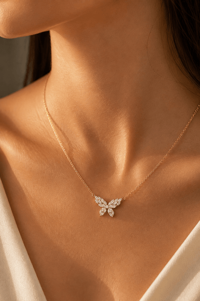Pave Butterfly Pendant Necklace - Maxiblink
