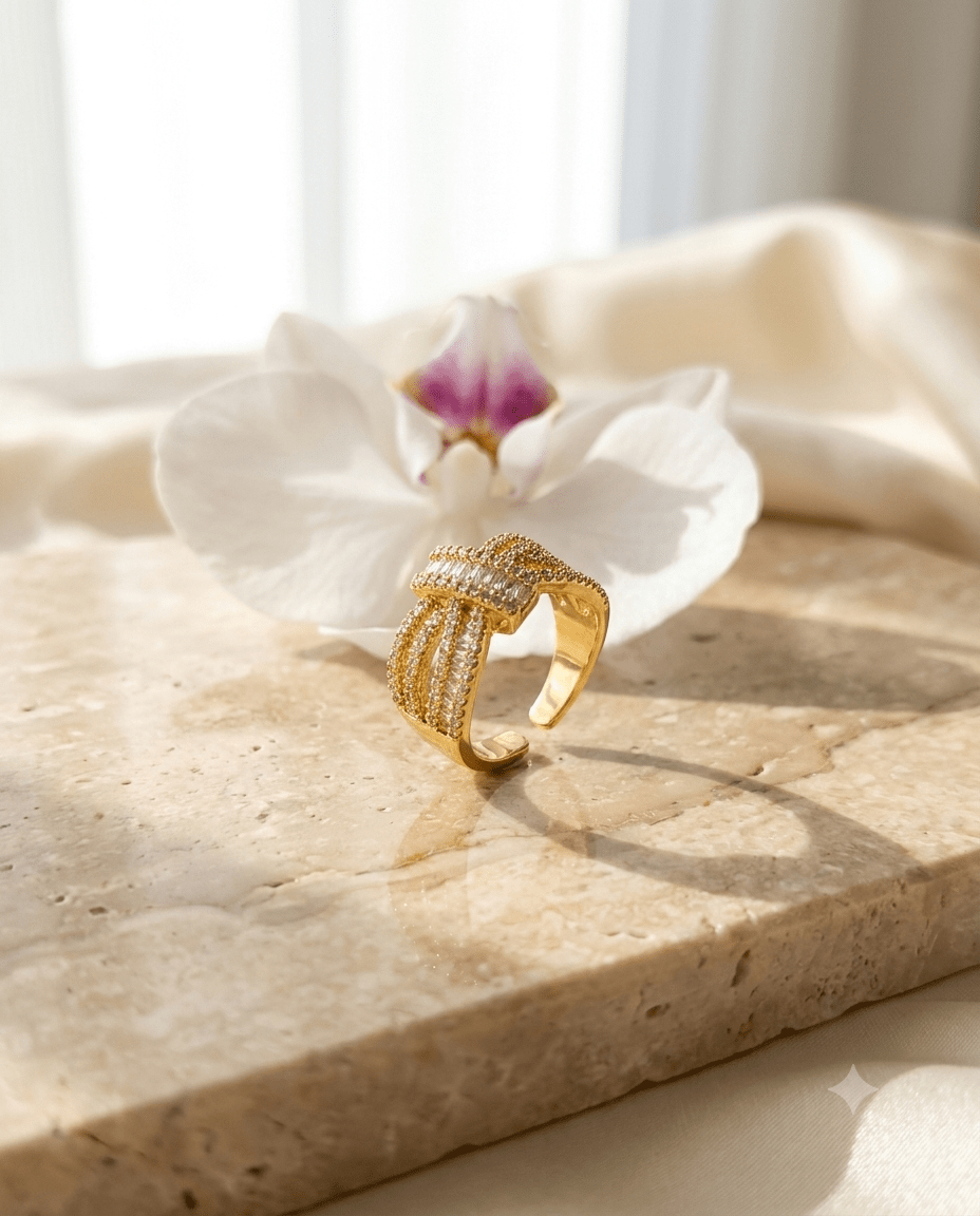 Pave Crystal Knot Crossover Ring - Maxiblink