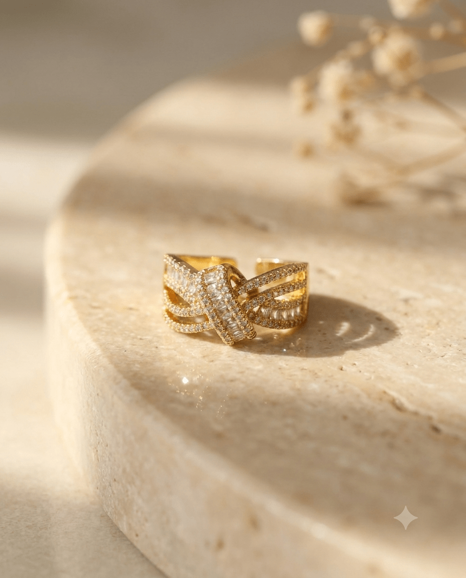 Pave Crystal Knot Crossover Ring - Maxiblink