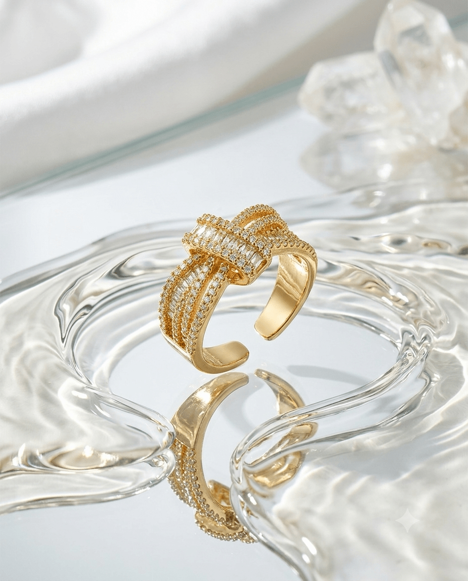 Pave Crystal Knot Crossover Ring - Maxiblink