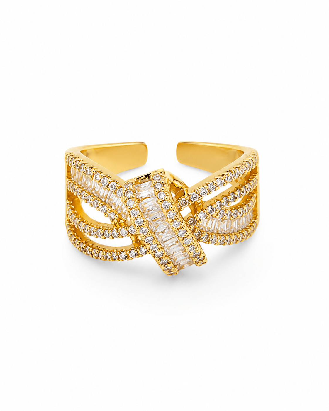 Pave Crystal Knot Crossover Ring - Maxiblink
