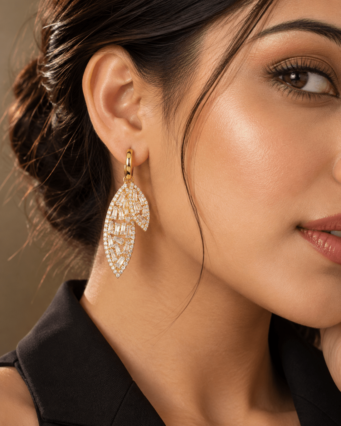 Pave Pink & White Crystal Huggie Drop Earrings - Maxiblink