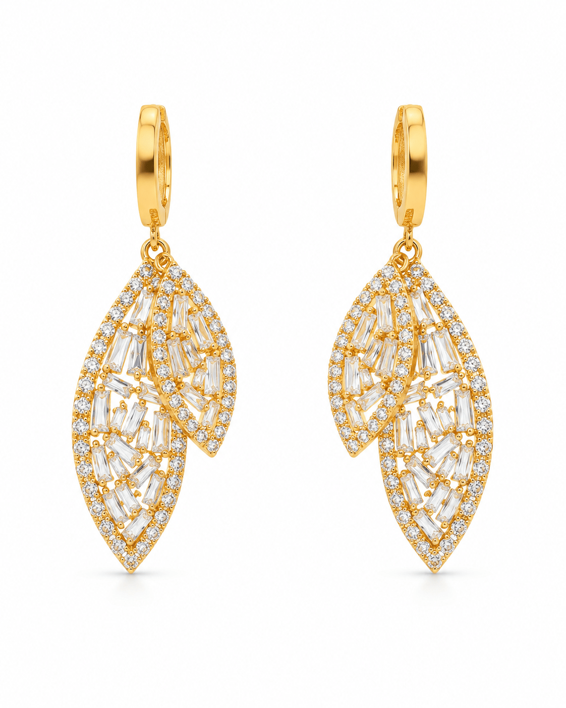 Pave Pink & White Crystal Huggie Drop Earrings - Maxiblink