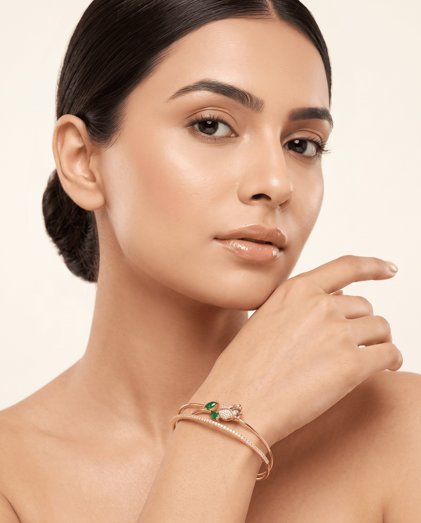 Pave Rose Double Layer Cuff Bracelet - Maxiblink