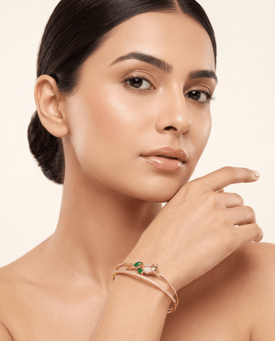 Pave Rose Double Layer Cuff Bracelet - Maxiblink