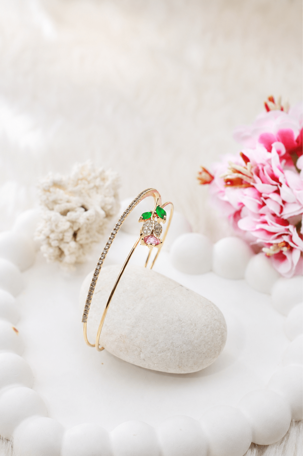 Pave Rose Double Layer Cuff Bracelet - Maxiblink