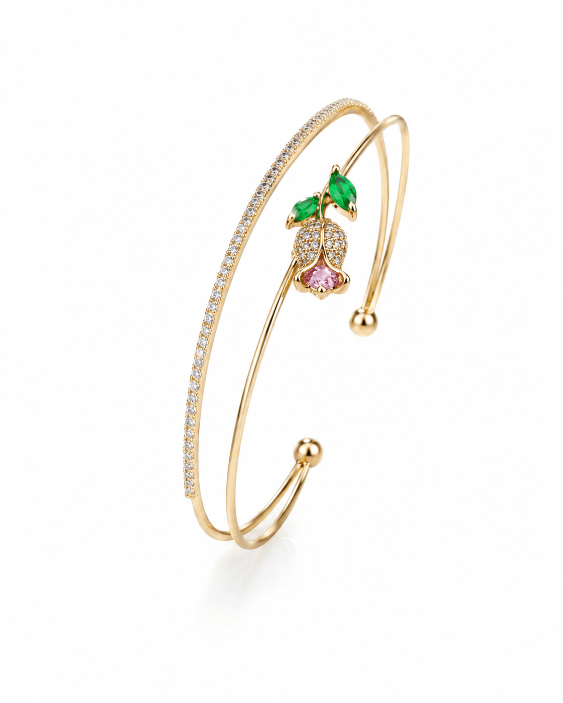 Pave Rose Double Layer Cuff Bracelet - Maxiblink