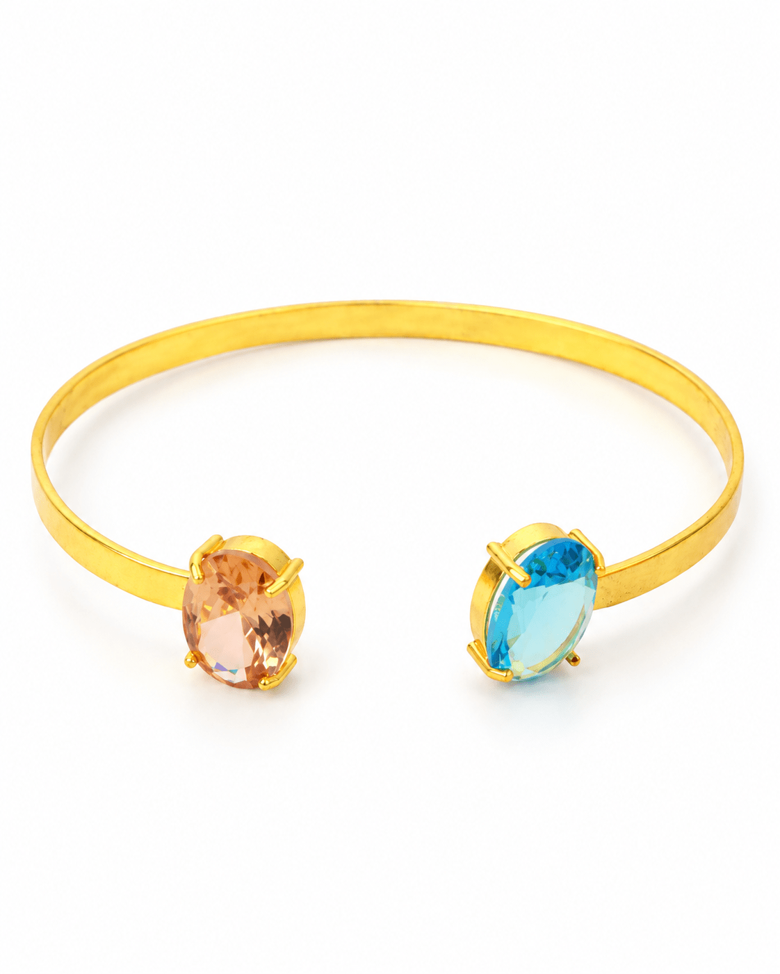 Peach & Aqua Oval Stone Flat Cuff Bracelet - Maxiblink