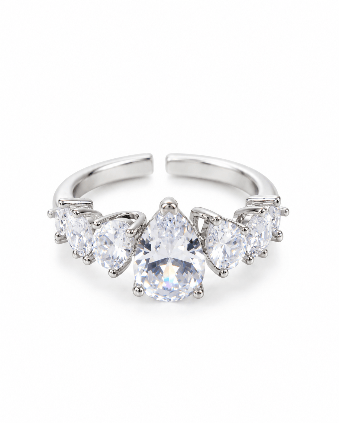 Pear-Cut CZ Graduated Cluster Ring - Maxiblink