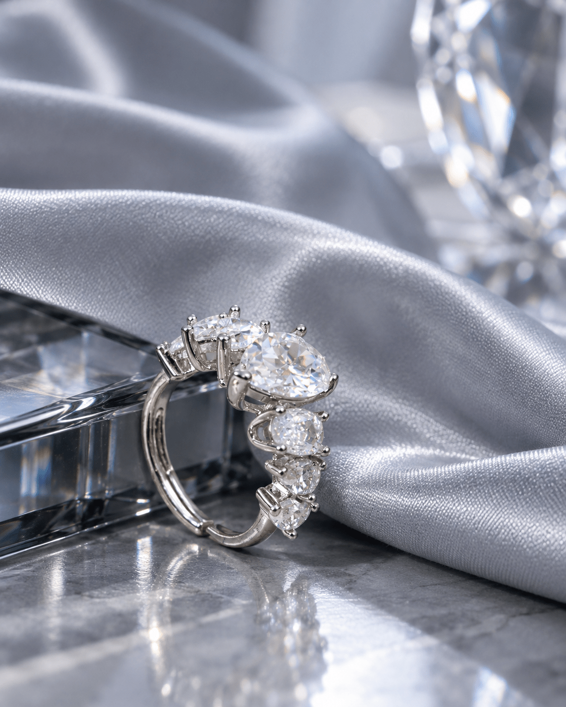 Pear-Cut CZ Graduated Cluster Ring - Maxiblink