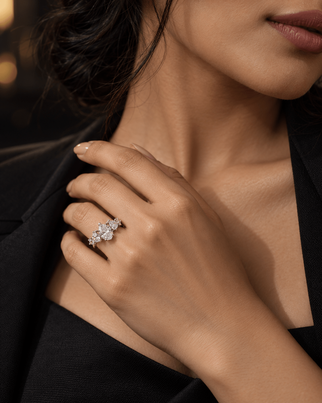 Pear-Cut CZ Graduated Cluster Ring - Maxiblink