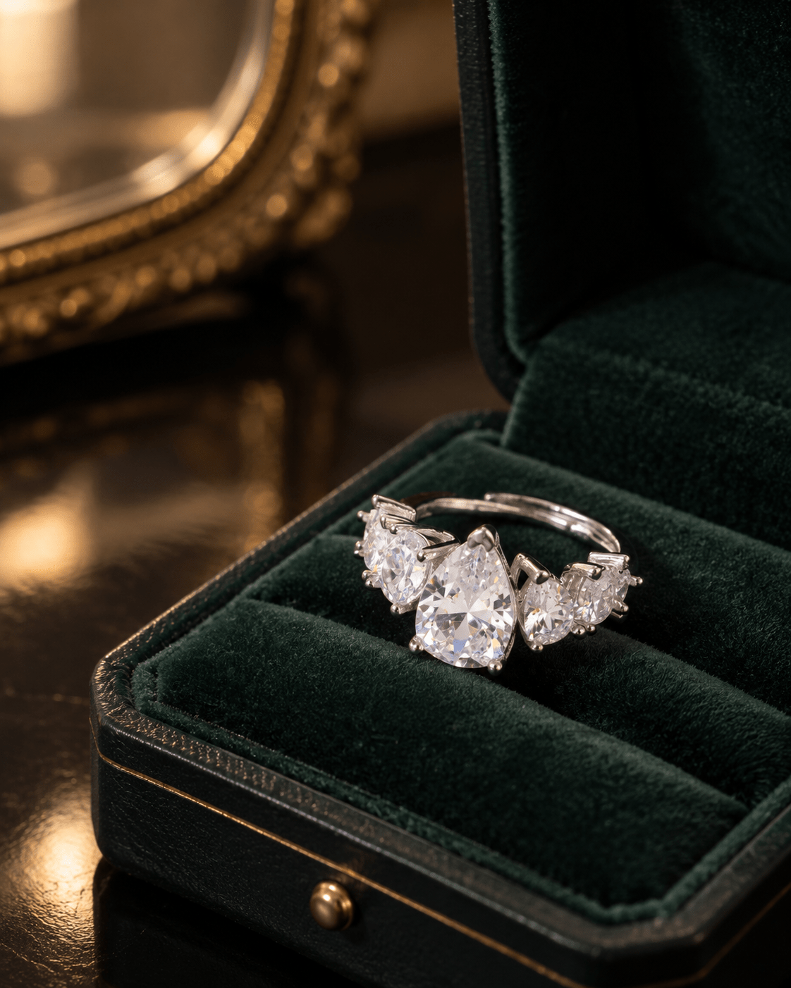 Pear-Cut CZ Graduated Cluster Ring - Maxiblink