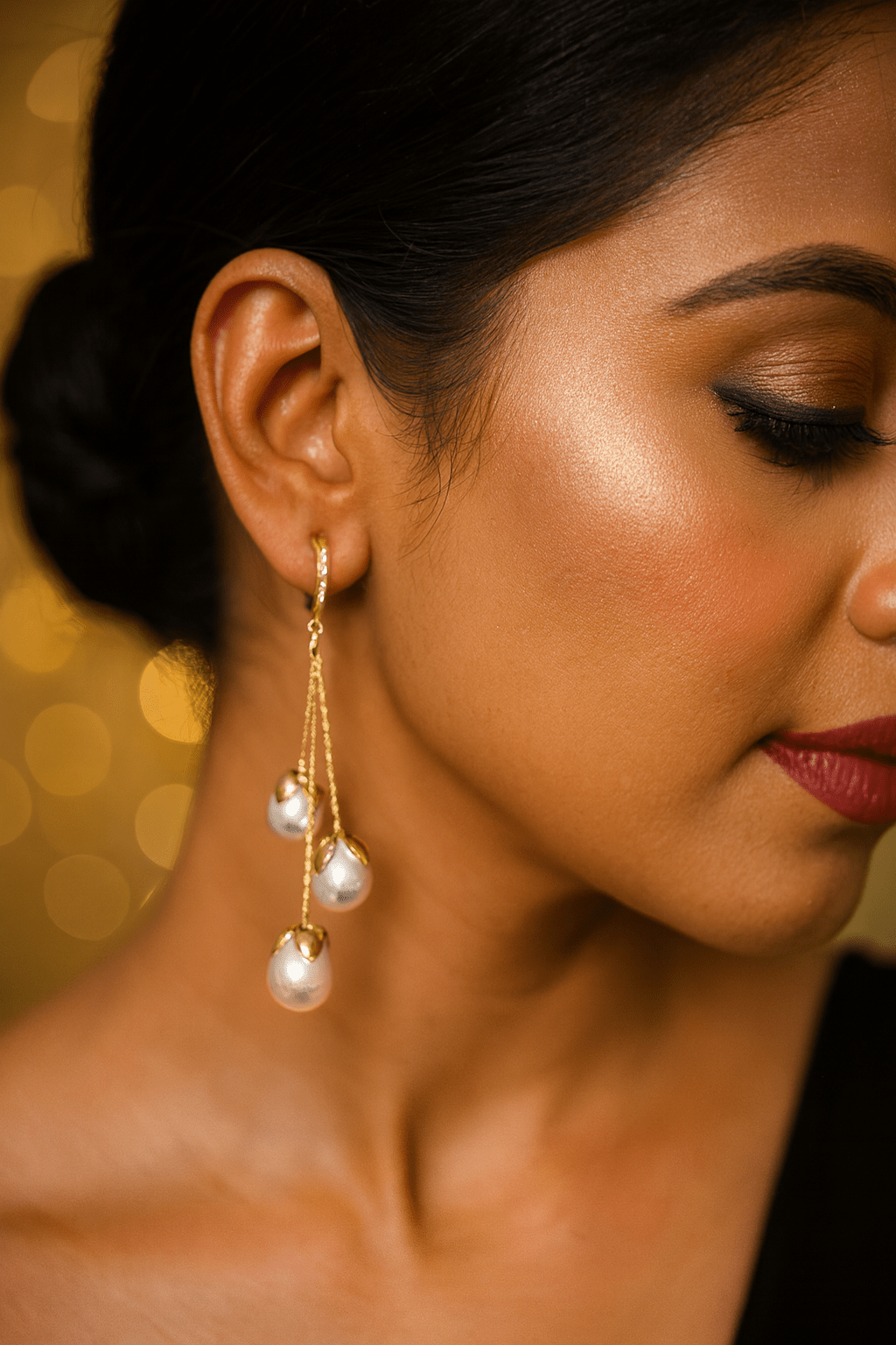 Pearl Cluster Dangling Earrings – Luxe Anti - Tarnish Finish - Maxiblink