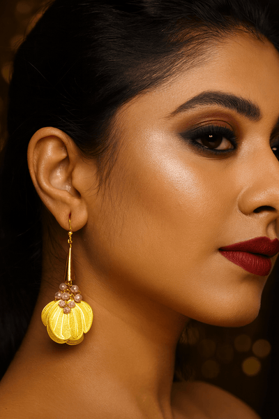 Pearl Cluster & Shell Charm Gold Dangle Earrings – Anti - Tarnish Fashion Jewelry - Maxiblink