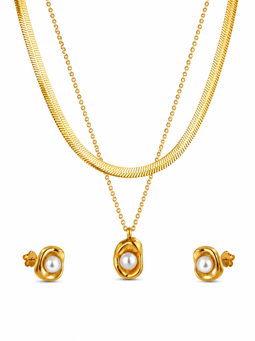 Pearl Drop Pendant Necklace & Earring Set