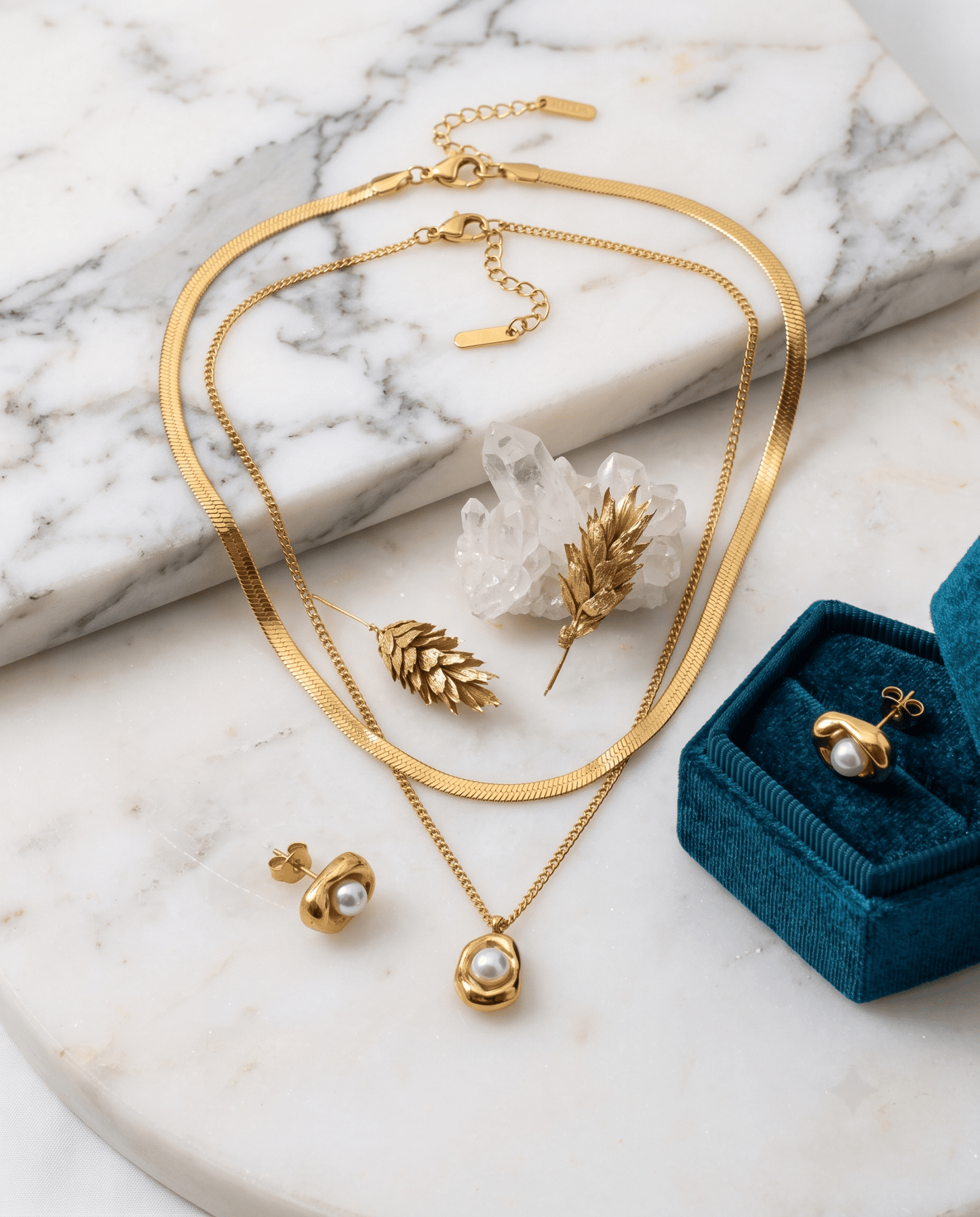Pearl Drop Pendant Necklace & Earring Set