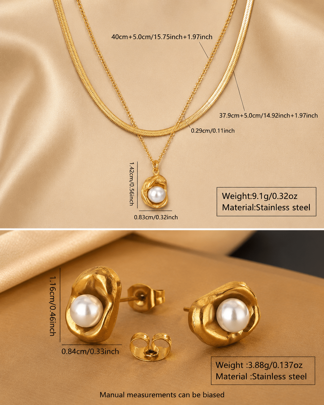 Pearl Drop Pendant Necklace & Earring Set