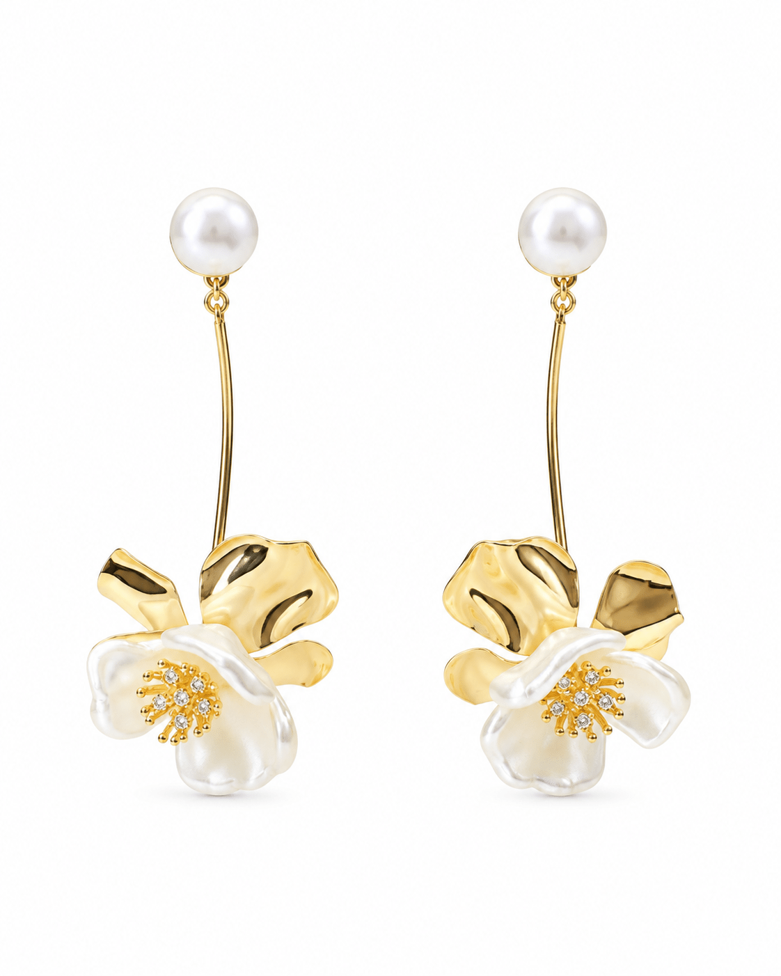 Pearl Flower Drop Earrings - Maxiblink