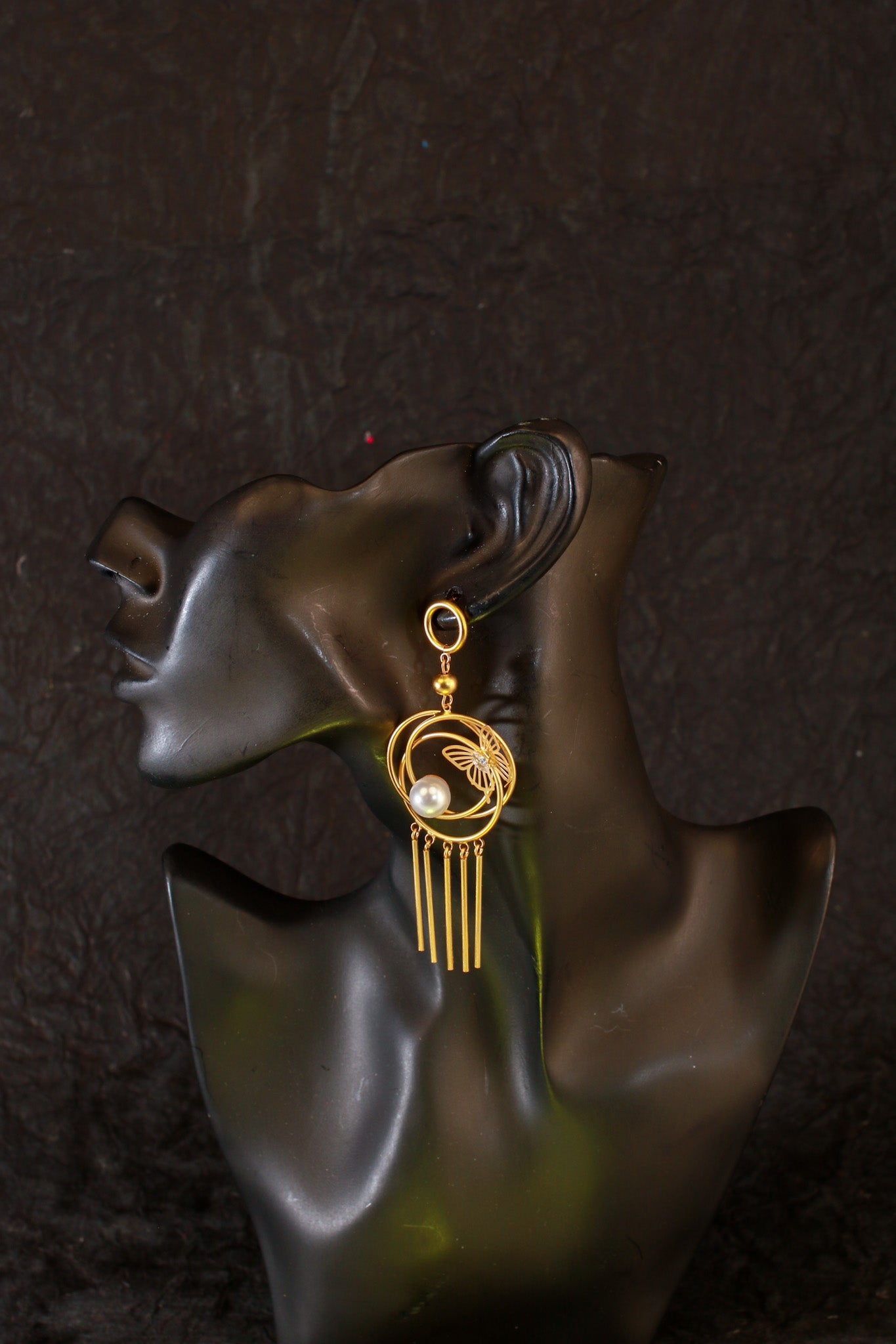 Pearl Hoop Butterfly Earrings – Statement Modern Design - Maxiblink