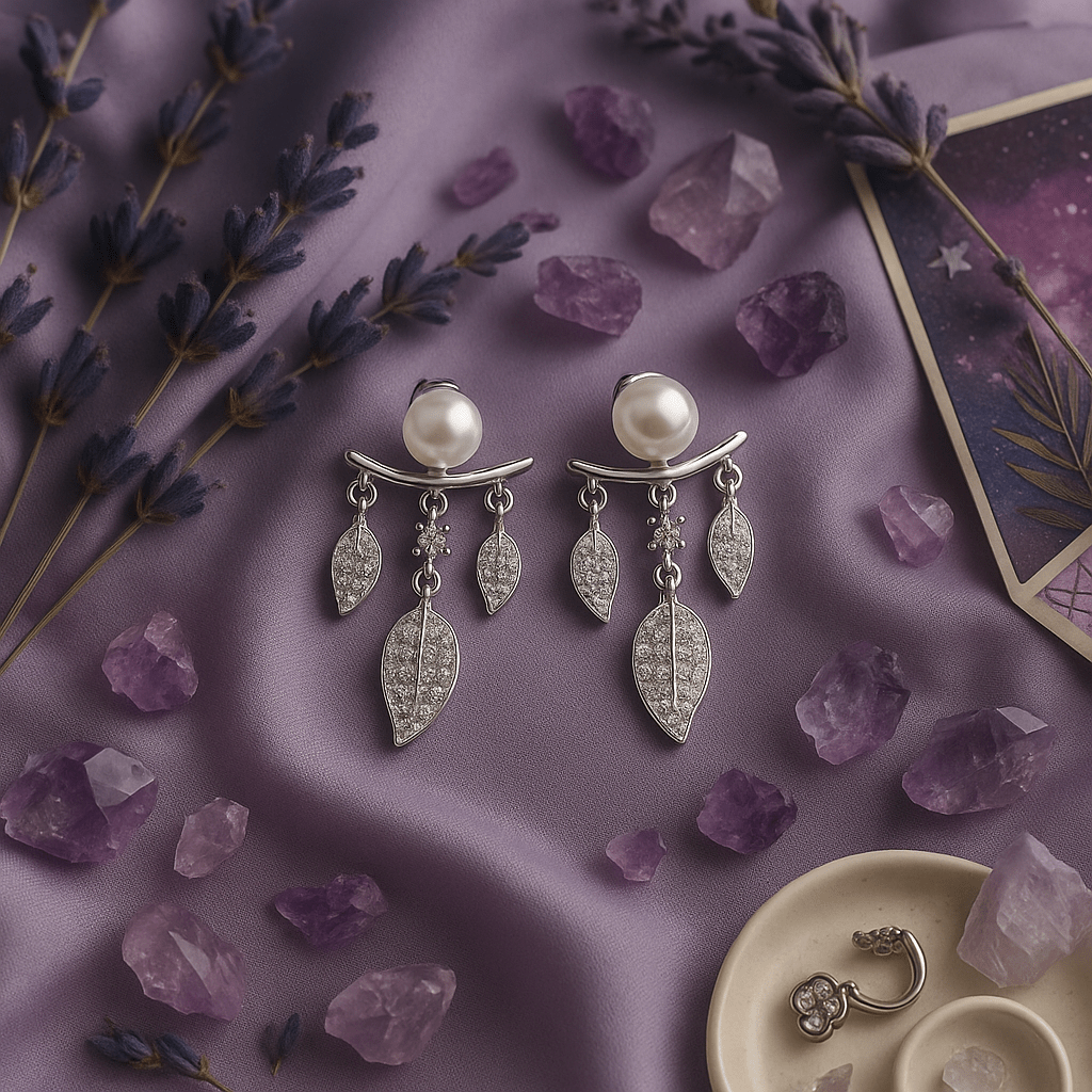 Pearl Leaf Dangling Earrings - Maxiblink