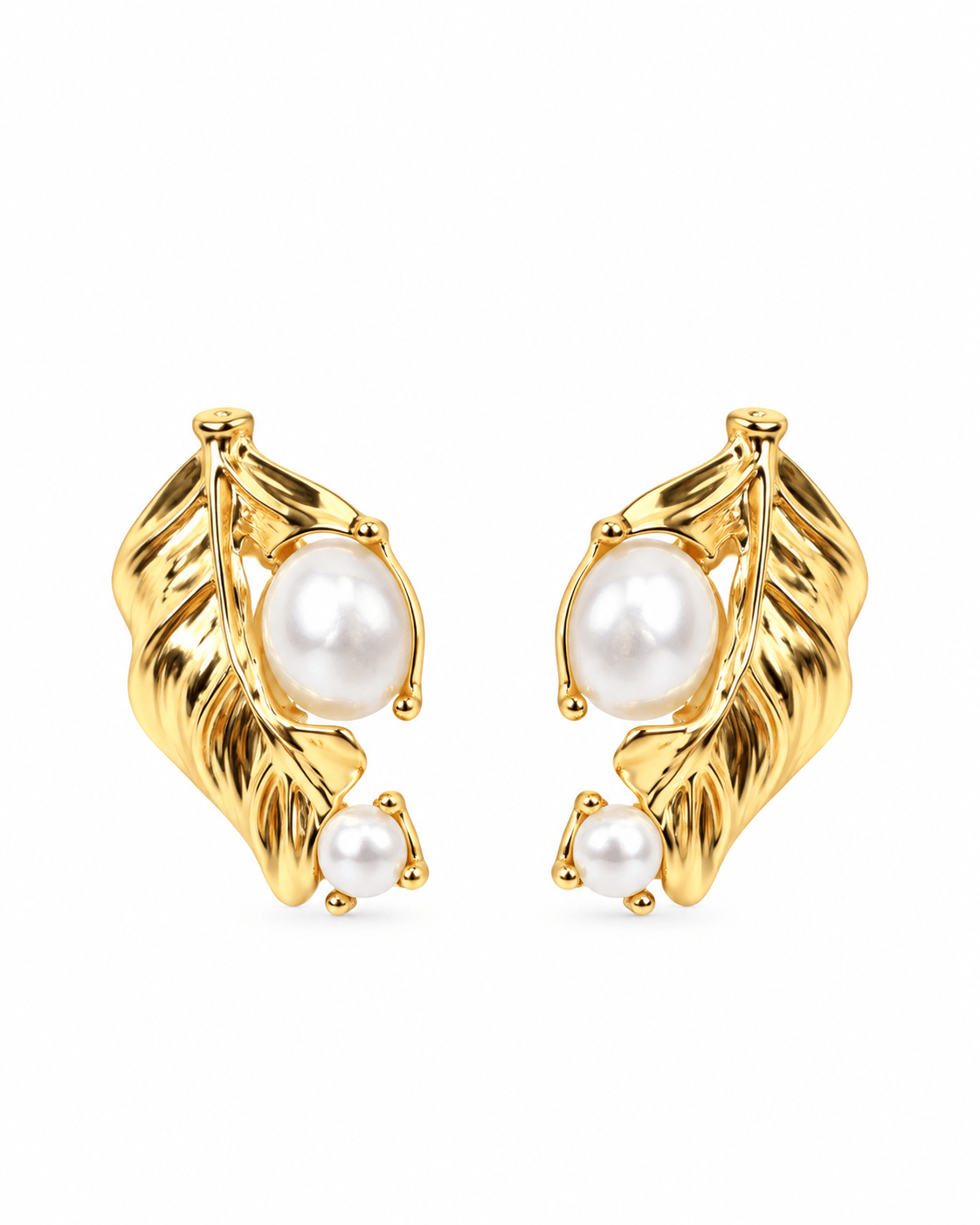 Pearl Leaf Stud Earrings - Maxiblink