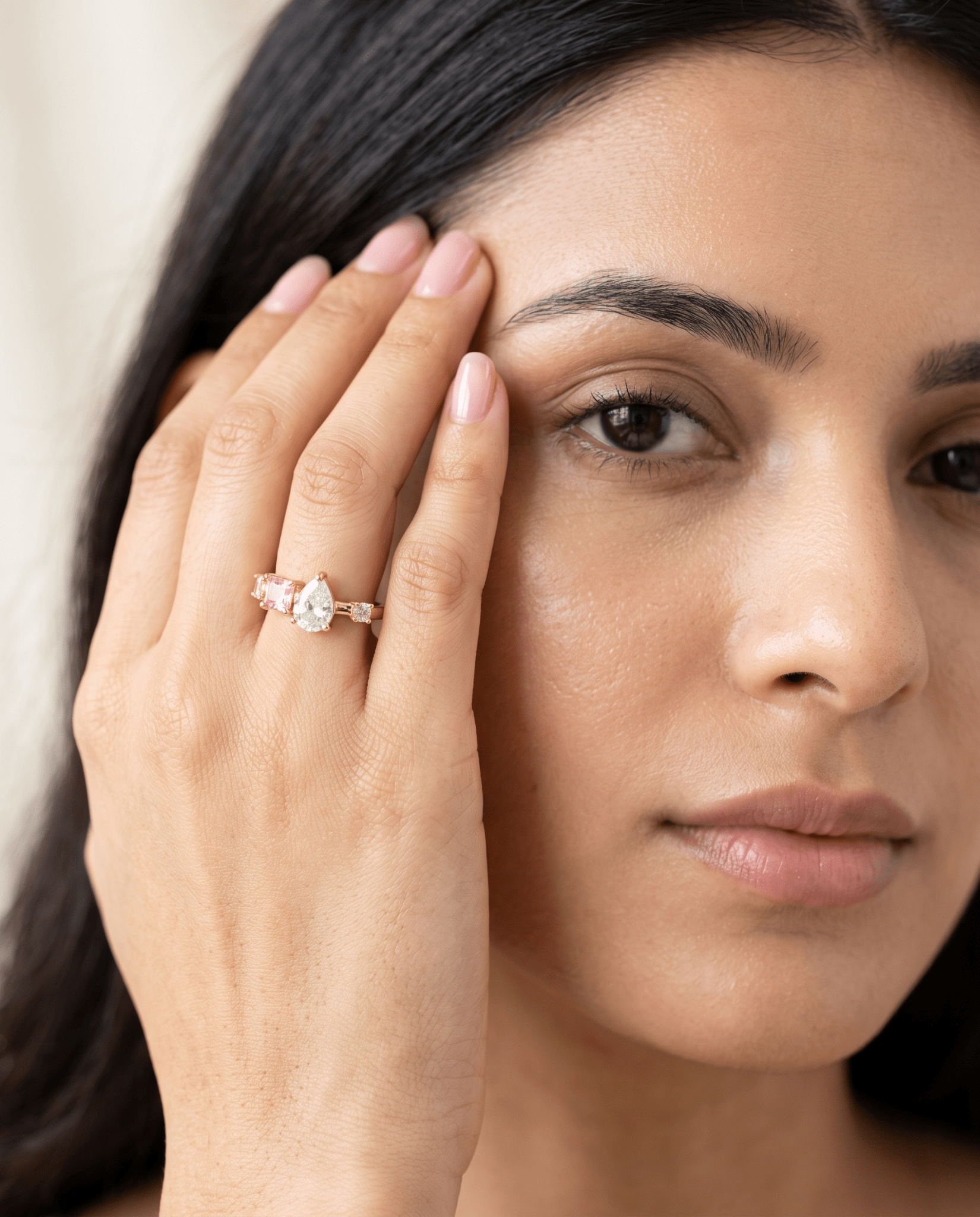 Pink & Clear Scattered Crystal Ring in 18K gold-plated stainless steel — MaxiBlink