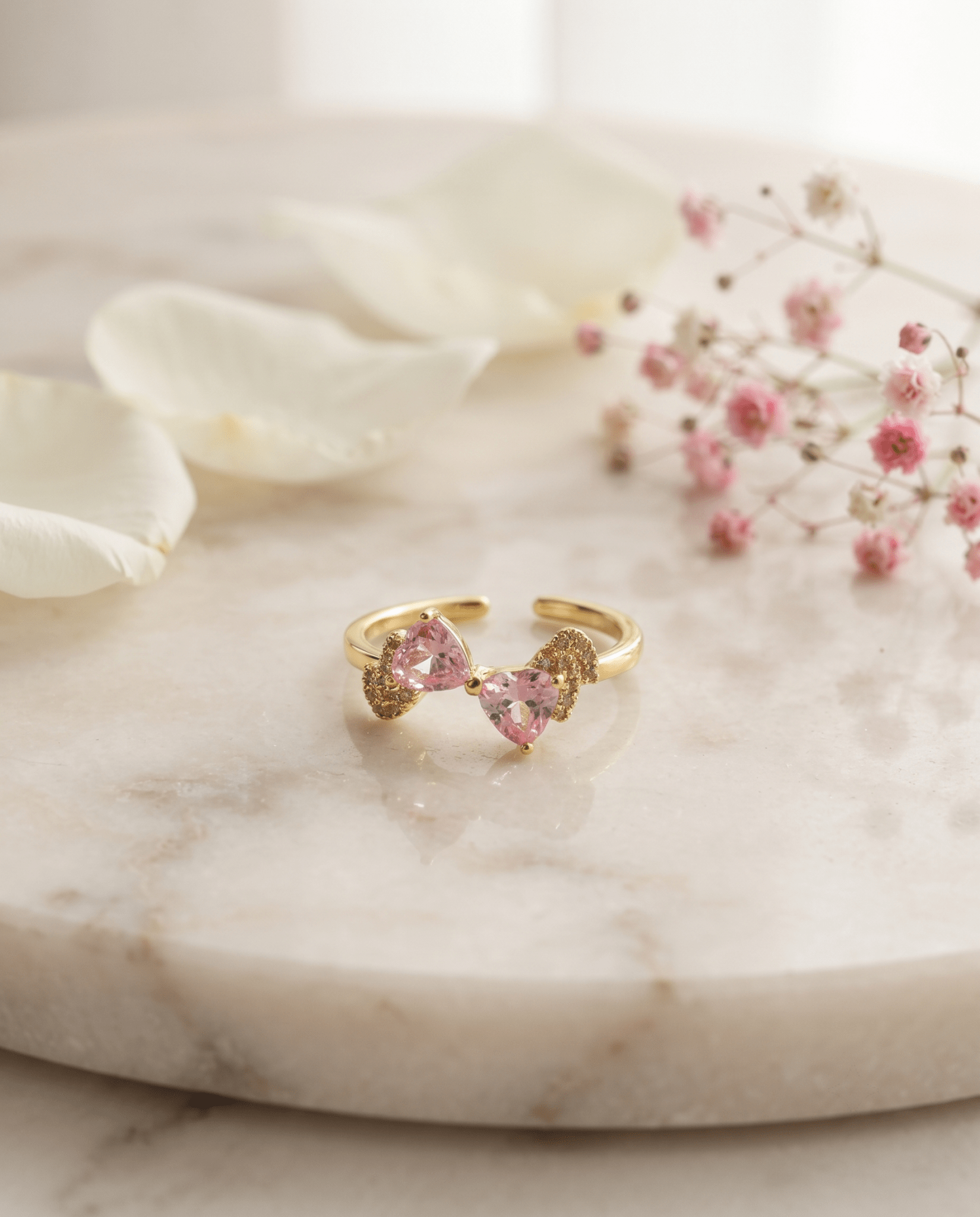 Pink Crystal Bow Ring - Maxiblink