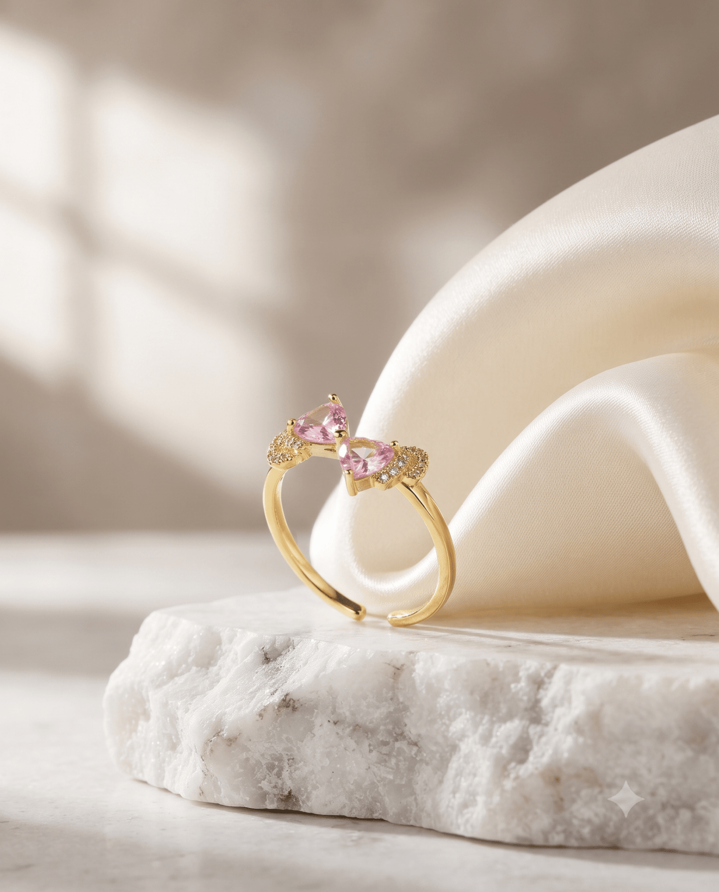 Pink Crystal Bow Ring - Maxiblink