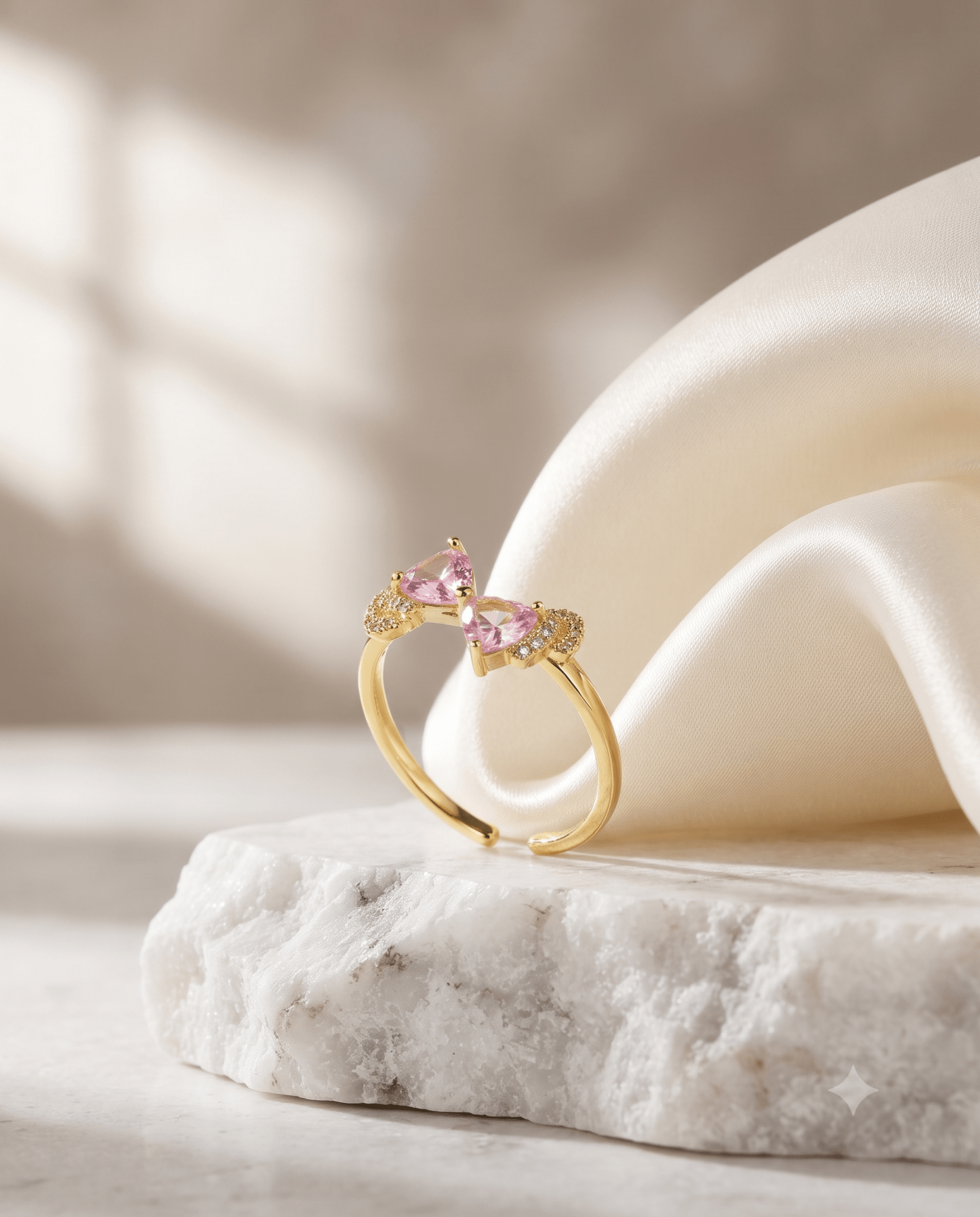 Pink Crystal Bow Ring - Maxiblink