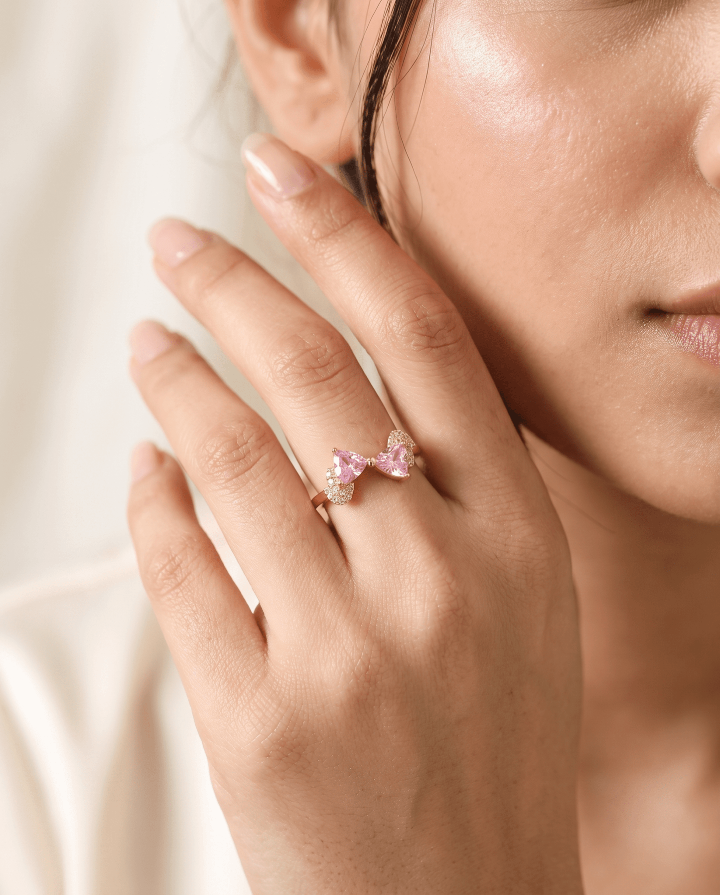Pink Crystal Bow Ring - Maxiblink