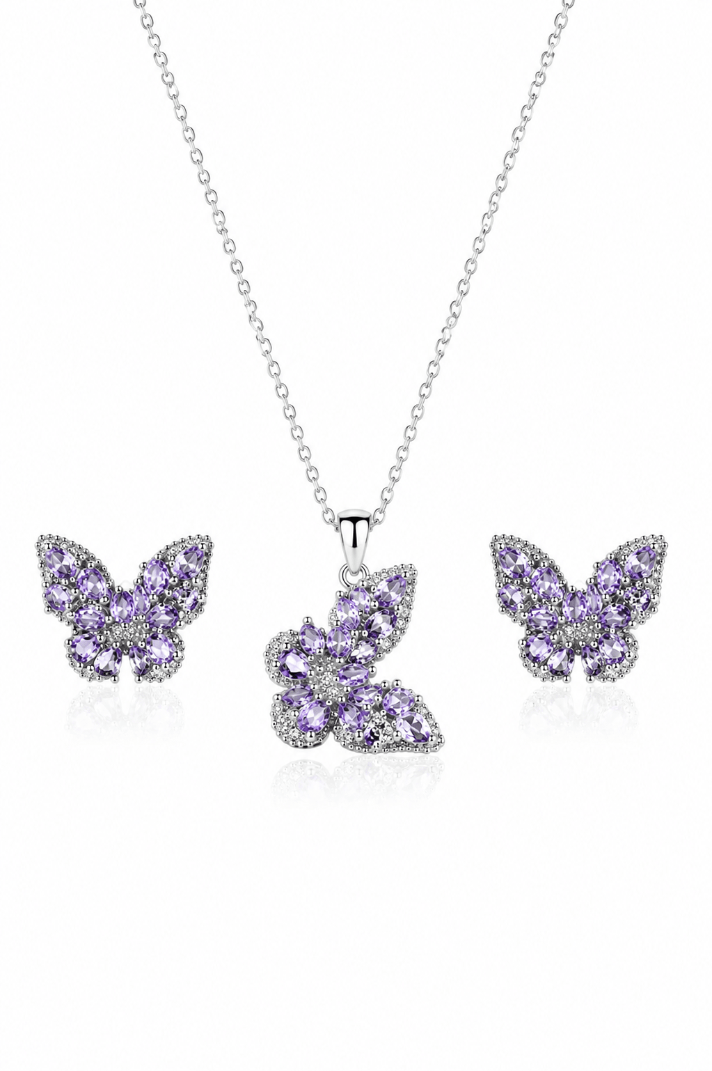 Pink Flower Crystal Pendant Set - Maxiblink