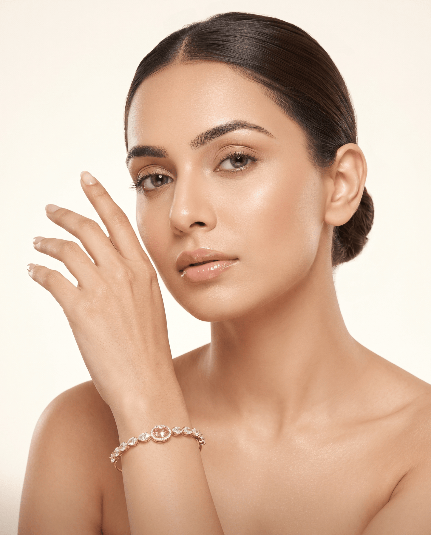 Pink Halo Oval Crystal Cuff Bracelet - Maxiblink