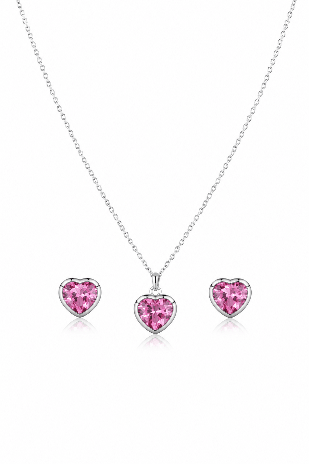 Pink Heart Crystal Pendant Set - Maxiblink