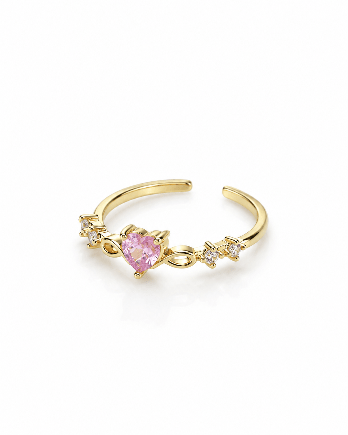 Pink Heart Infinity Dainty Ring - Maxiblink