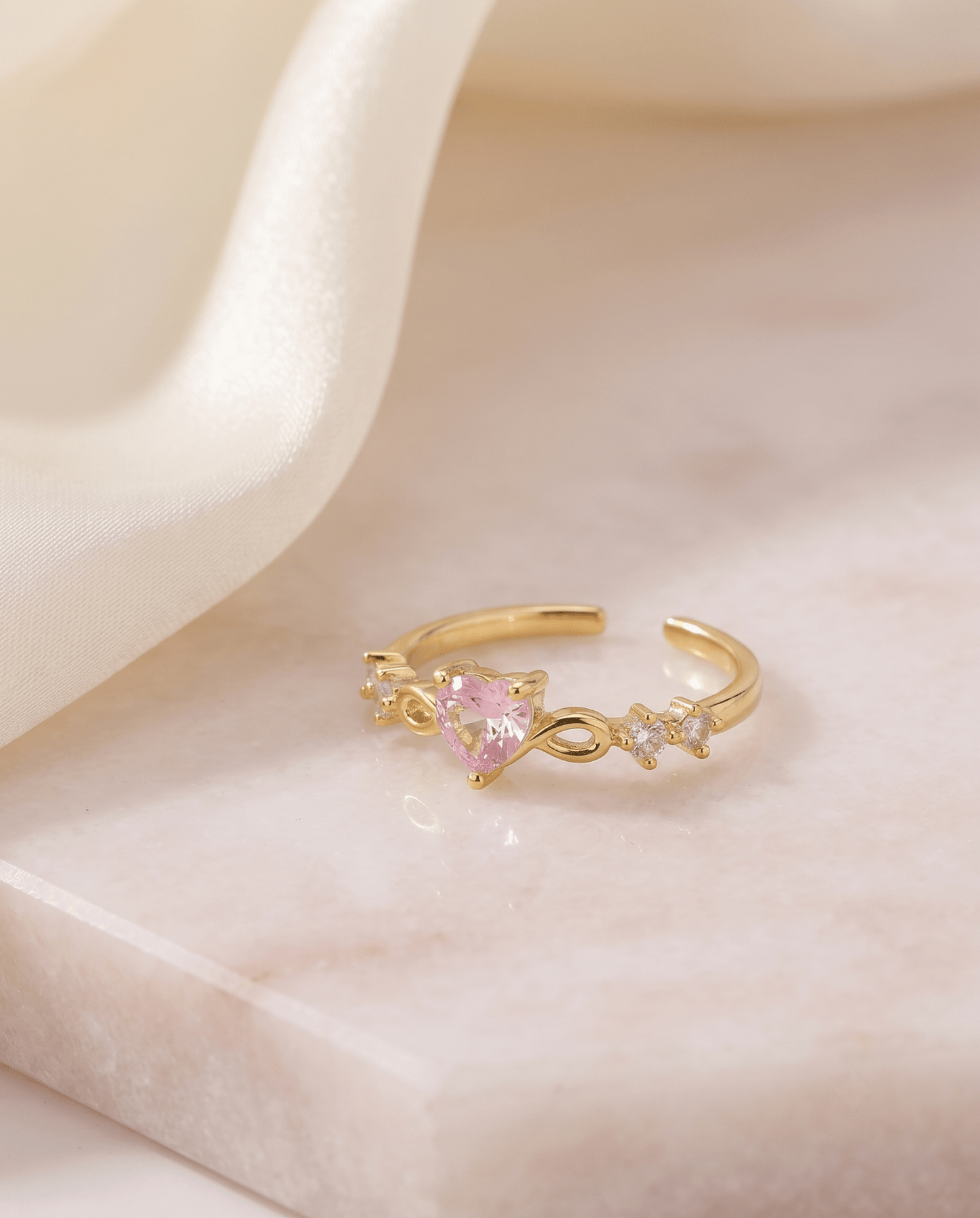 Pink Heart Infinity Dainty Ring - Maxiblink