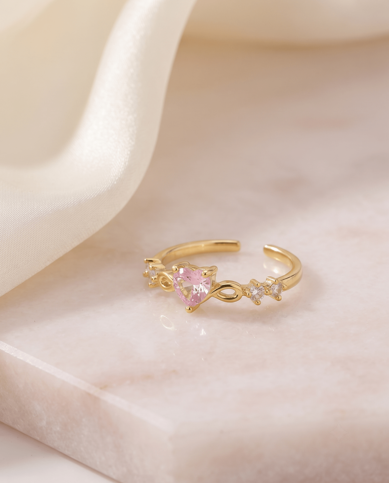 Pink Heart Infinity Dainty Ring - Maxiblink