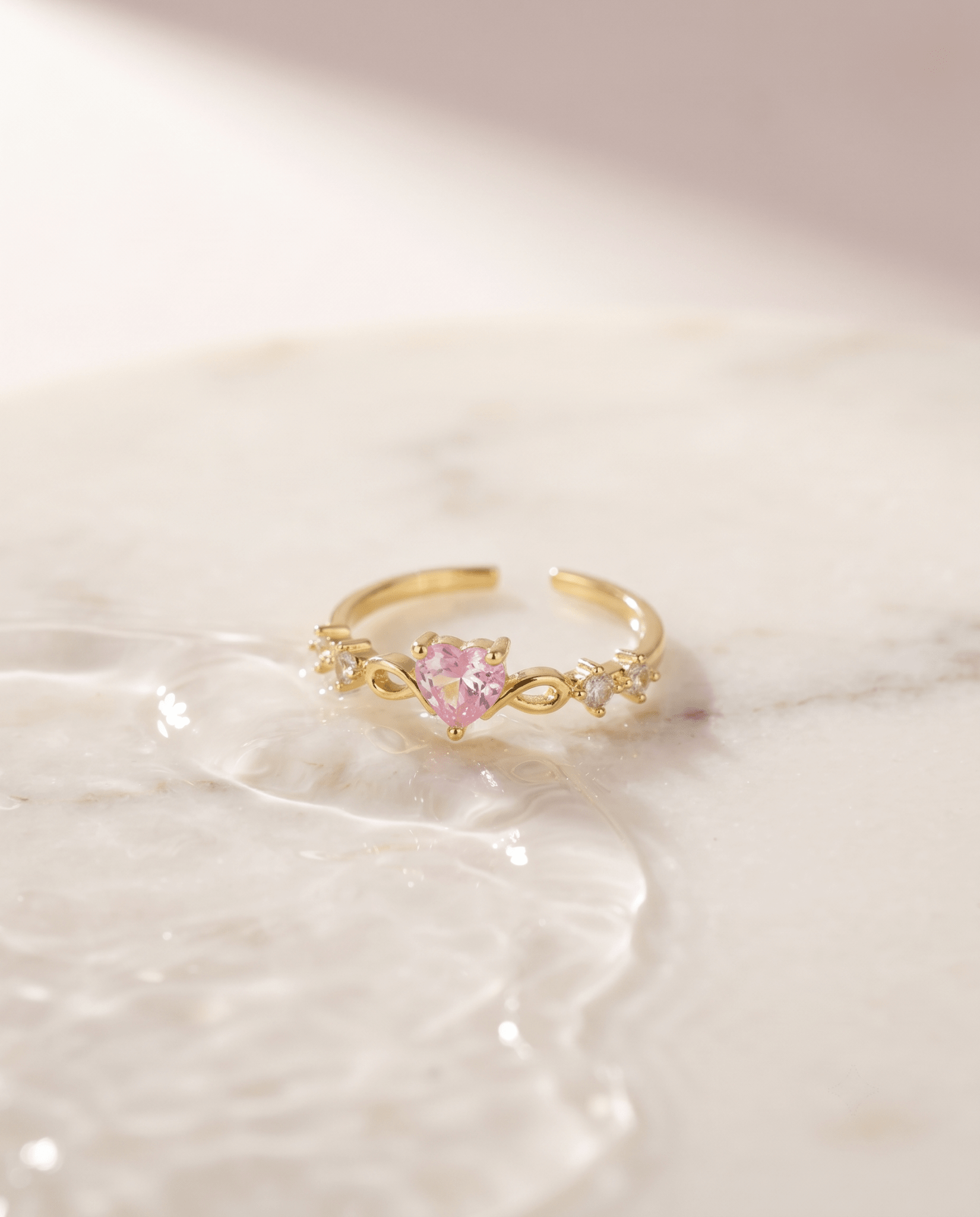 Pink Heart Infinity Dainty Ring - Maxiblink