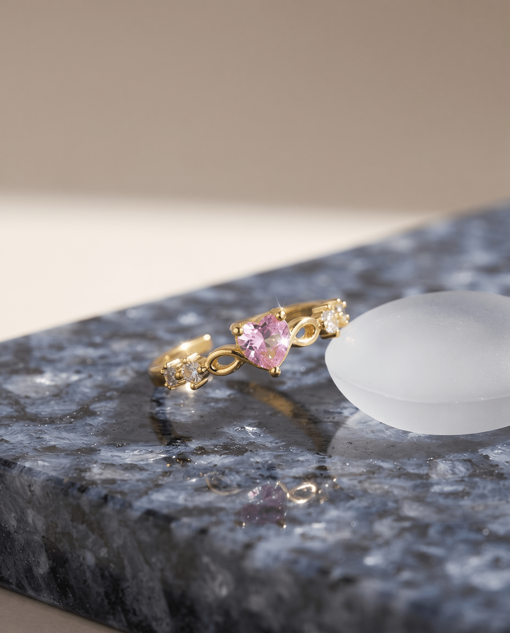 Pink Heart Infinity Dainty Ring - Maxiblink