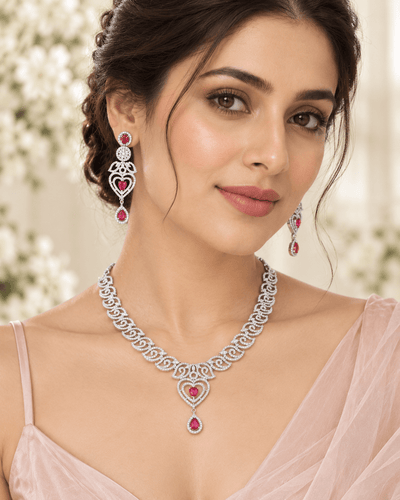 Pink Heart Trio Necklace Set - Maxiblink