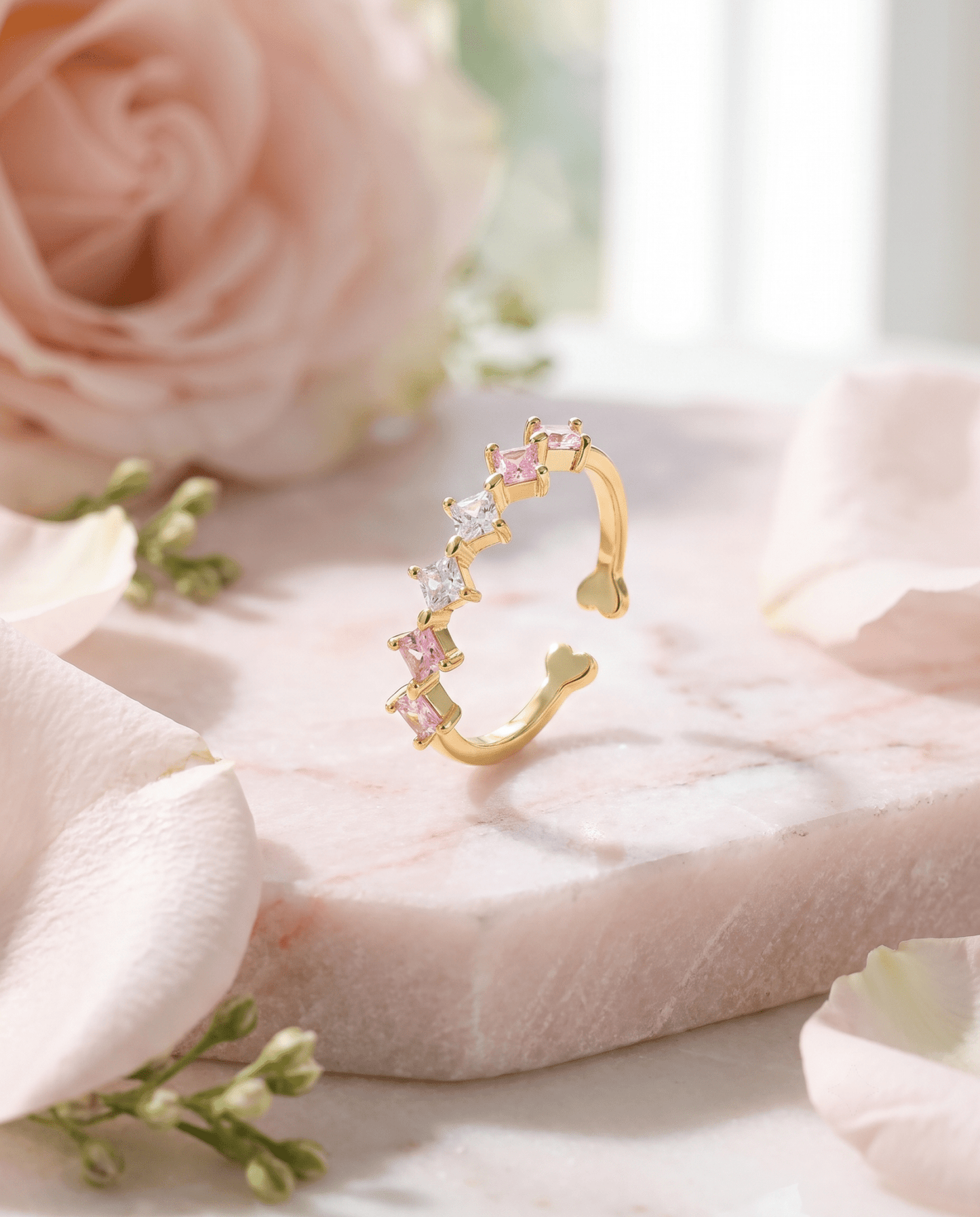 pink gold-plated gold-plated ring — Pink Ombre Princess-Cut Band Ring by MaxiBlink