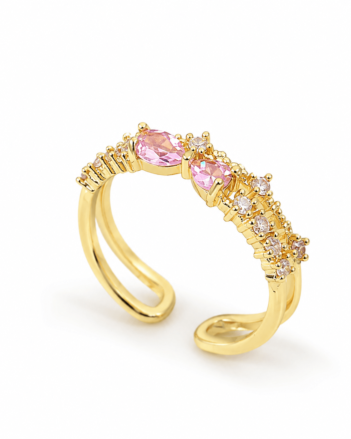 Pink Pear Crystal Double-Line Ring - Maxiblink