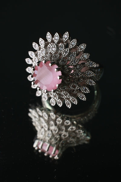 Pink Royalty Floral Finger Ring - Maxiblink