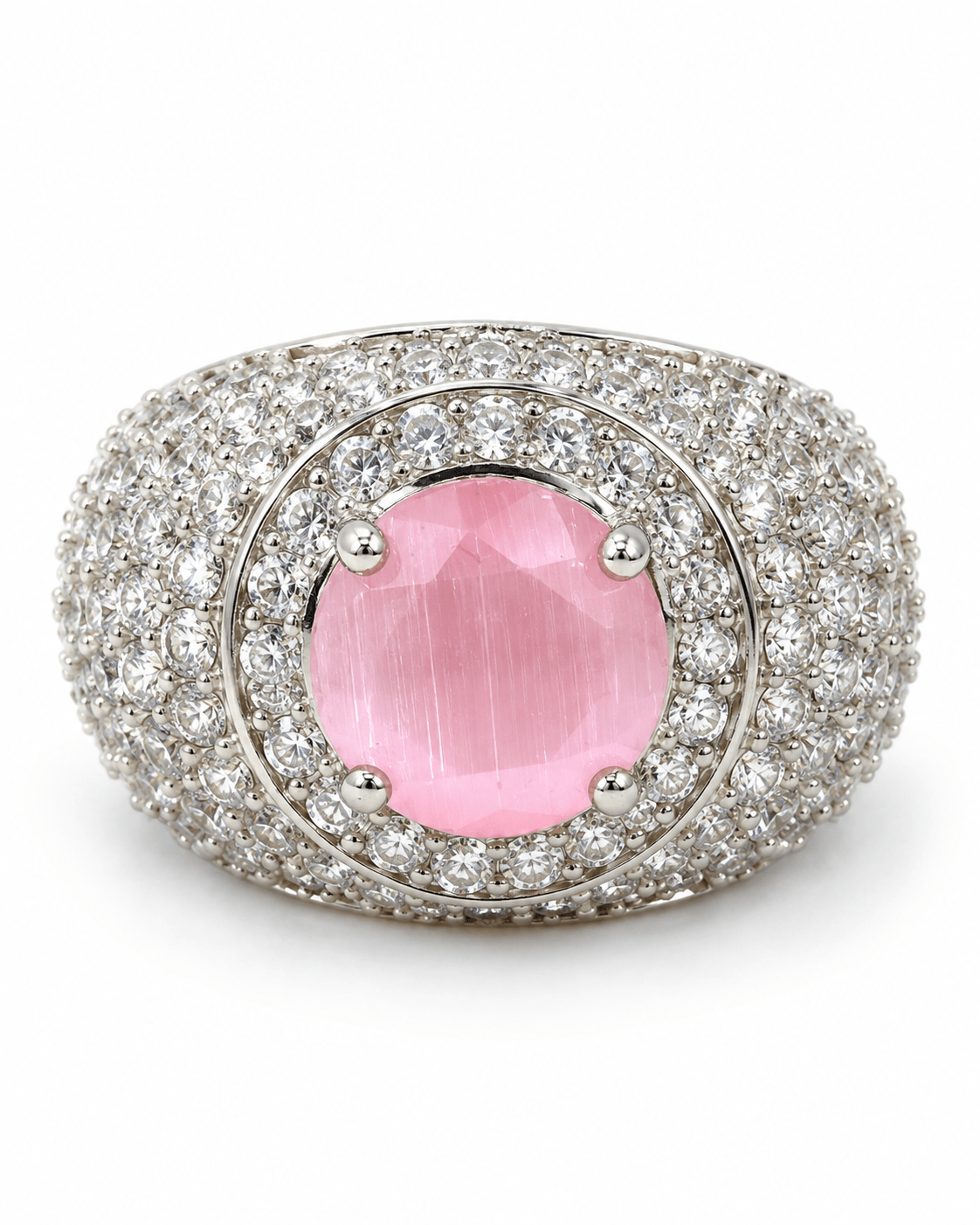 Pink Stone Pavé Dome Cocktail Ring - Maxiblink