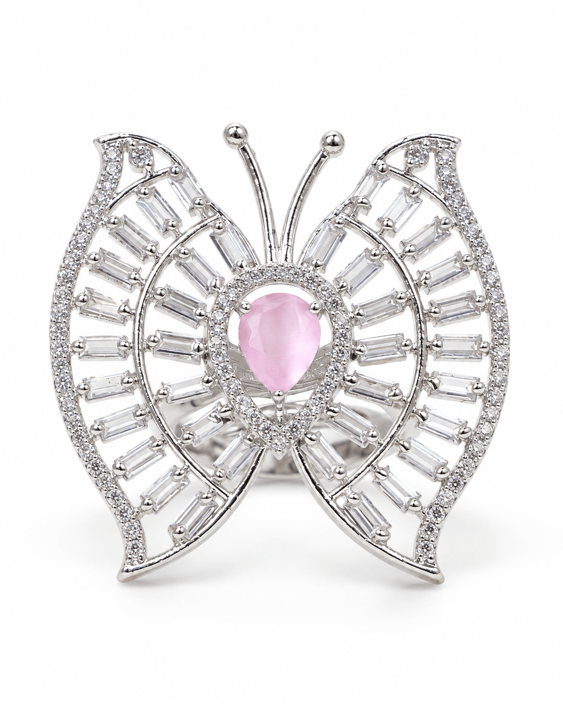 Pink Teardrop Butterfly Statement Ring - Maxiblink