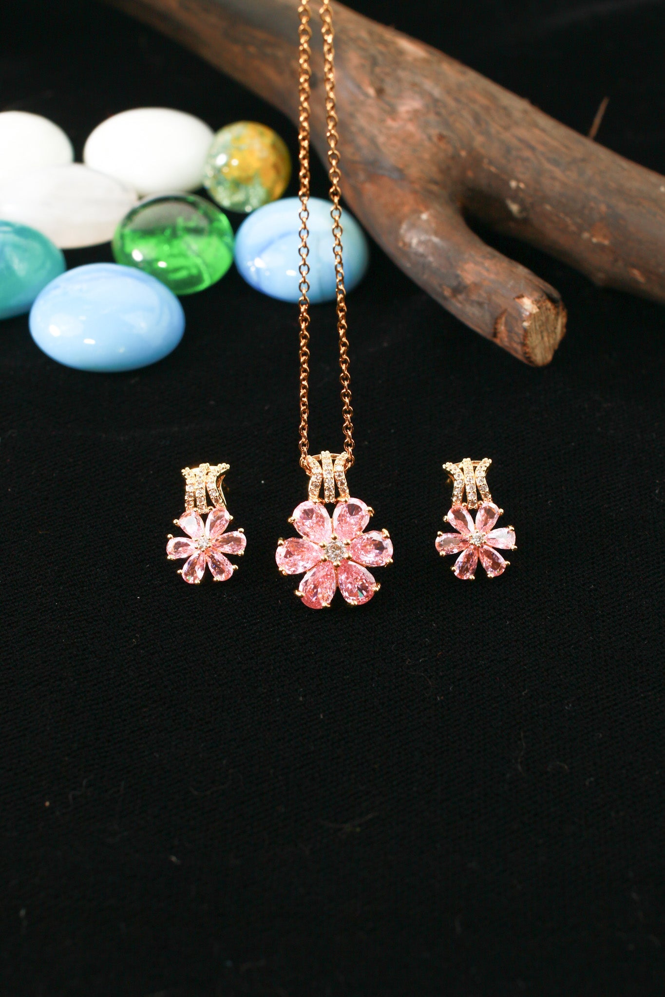 Purple Butterfly Crystal Pendant Set - Maxiblink
