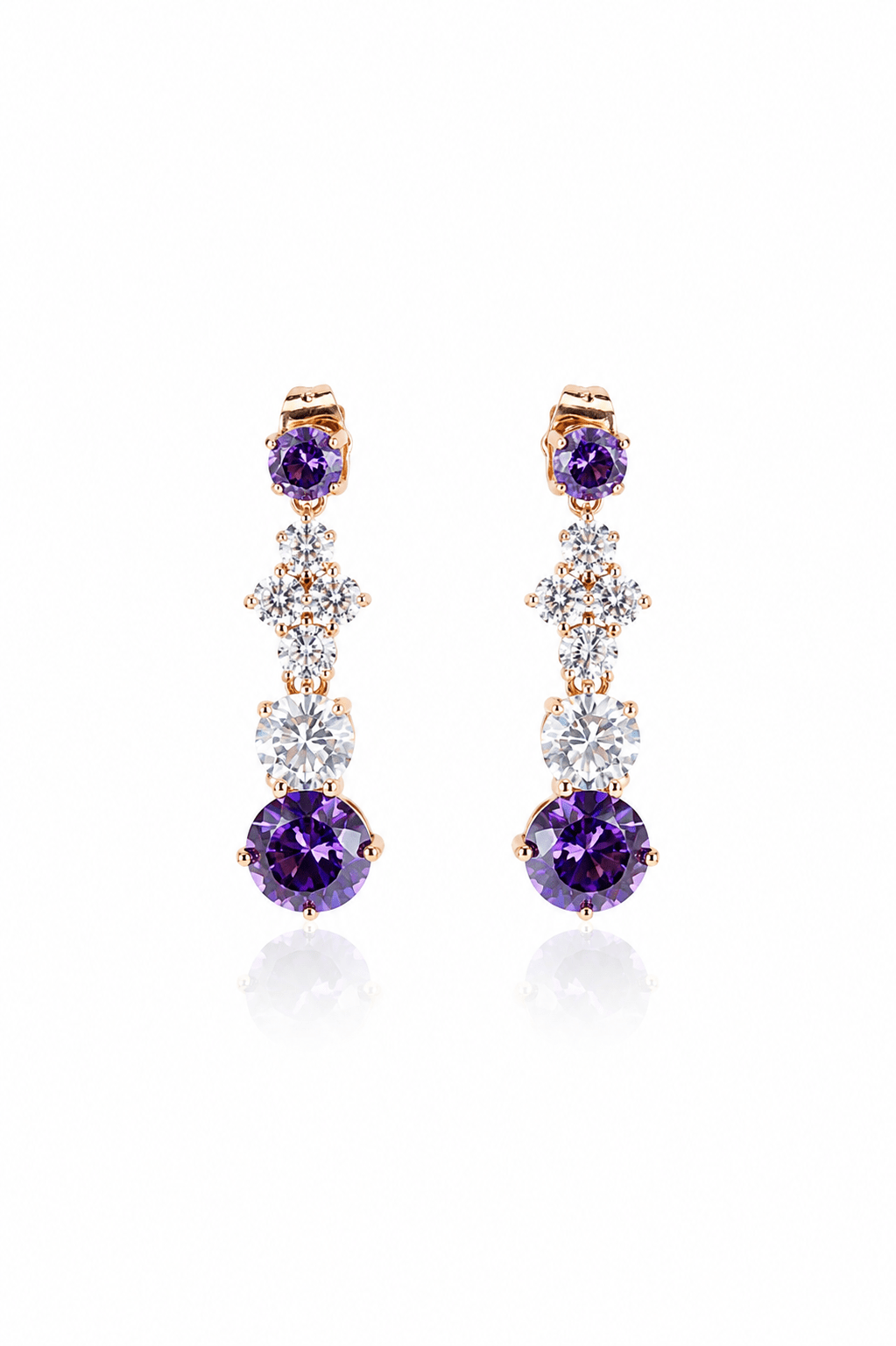 Purple Crystal Cascade Drop Earrings - Maxiblink
