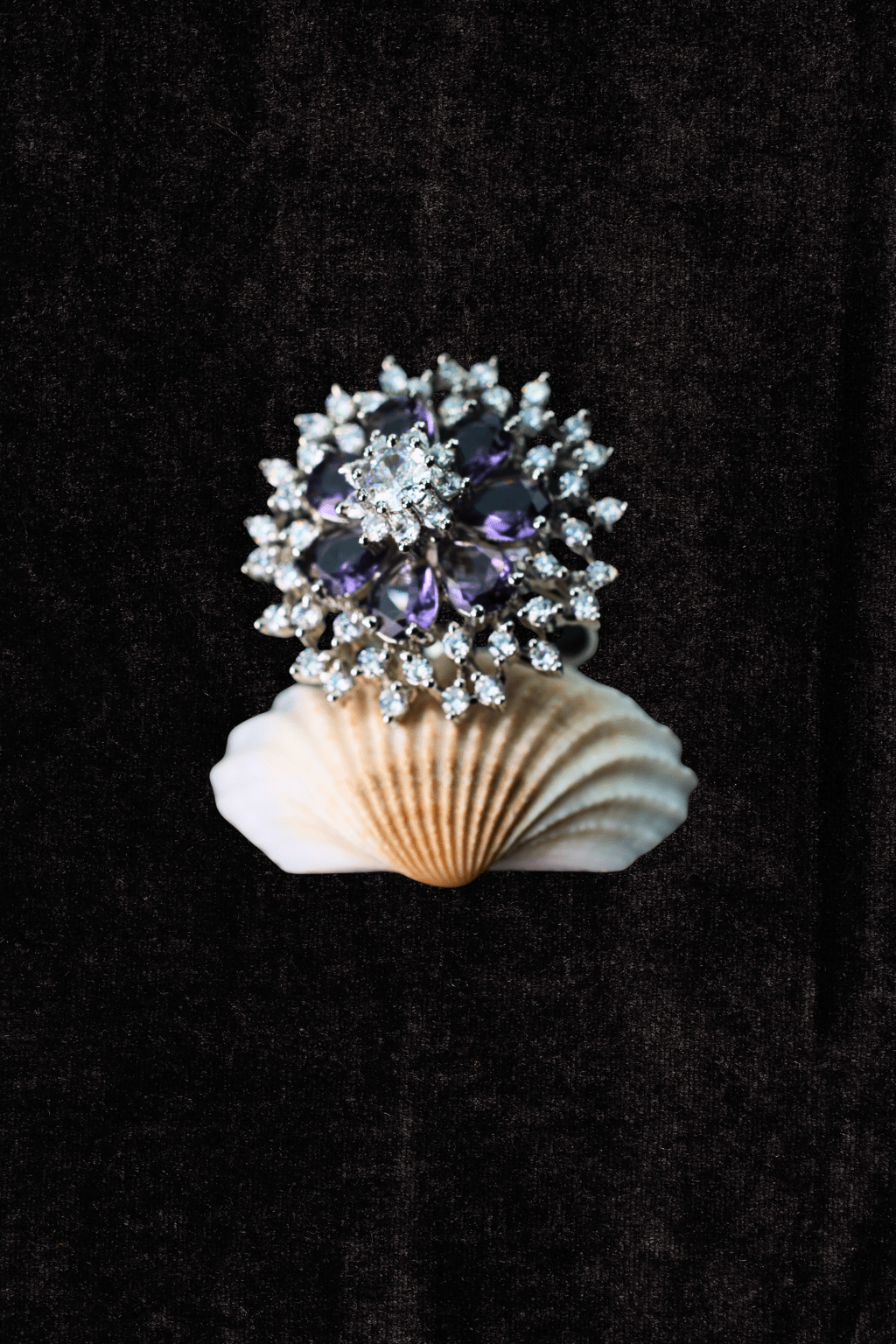 Purple Crystal Flower Cocktail Ring - Maxiblink